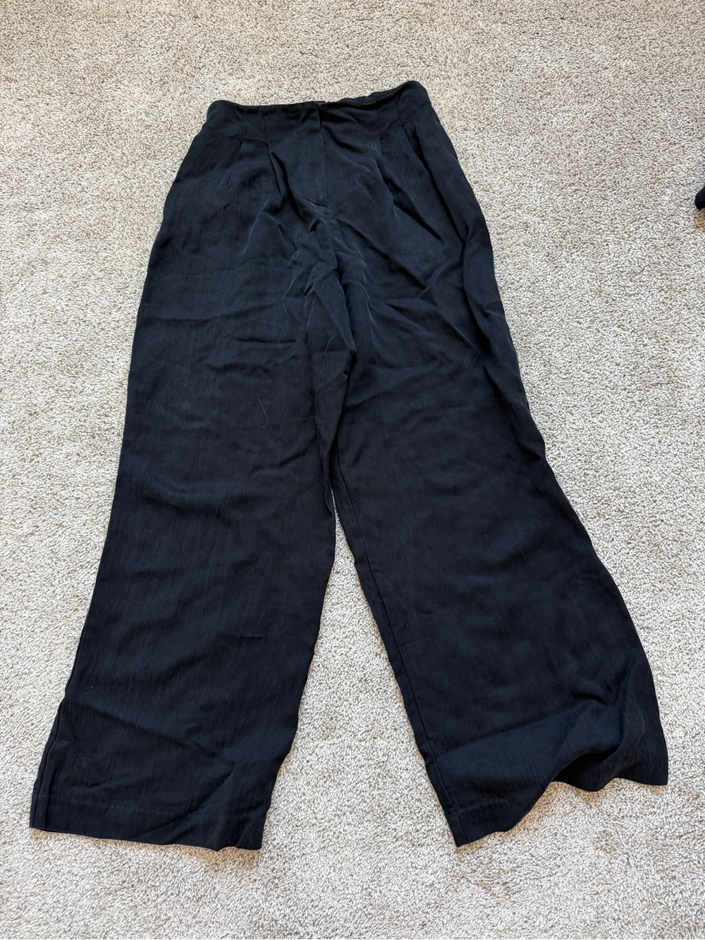 Zara Black Elastic Waist Wide Leg Pants